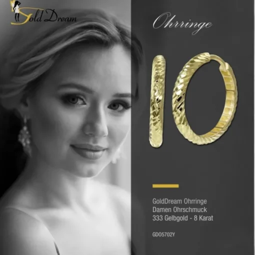 GoldDream Creole Cut 21mm Ohrring 333er Gelbgold Echtschmuck GDO5702Y