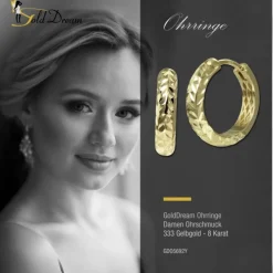 GoldDream Creole Cut 18mm Ohrring 333er Gelbgold Echtschmuck GDO5692Y