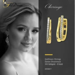 GoldDream Creole Double Line Zirkonia Ohrring 333 Gold Echtschmuck GDO5661Y