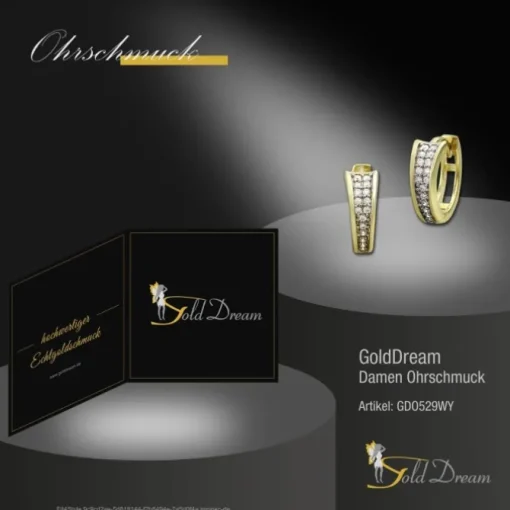 GoldDream Creole Elegance Zirkonia weiß Ohrring 333 Gold Echtschmuck GDO529WY