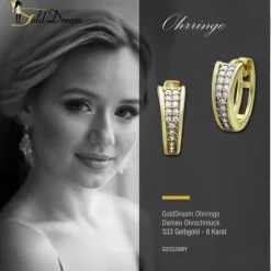 GoldDream Creole Elegance Zirkonia weiß Ohrring 333 Gold Echtschmuck GDO529WY