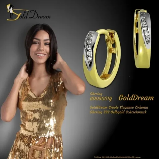 GoldDream Creole Elegance Zirkonia Ohrring 333 Gelbgold Echtschmuck GDO5001Y