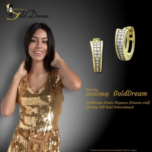 GoldDream Creole Elegance Zirkonia weiß Ohrring 333 Gold Echtschmuck GDO529WY
