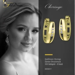 GoldDream Creole 3er Zirkonia Ohrring 333er Gelbgold GDO5621Y