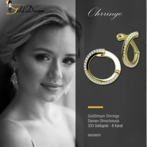 GoldDream Creole Fashion 16mm Zirkonia Ohrring 333 Gelbgold Echtschmuck GDO5683Y