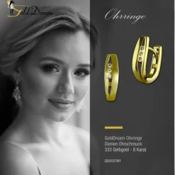 GoldDream Creole geteiltes Rechteck Zirkonia Ohrring 333er Gold GDO537WY