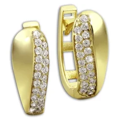 GoldDream Creole Glamour Zirkonia weiß Ohrring 333 Gold Echtschmuck GDO526WY