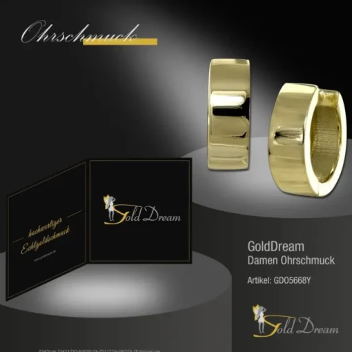 GoldDream Creole Glanz 13mm Ohrring 333er Gelbgold Echtschmuck GDO5668Y