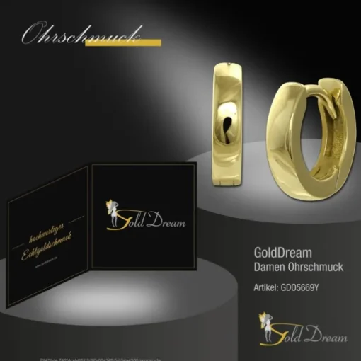 GoldDream Creole Glanz 12mm Ohrring 333er Gelbgold Echtschmuck GDO5669Y