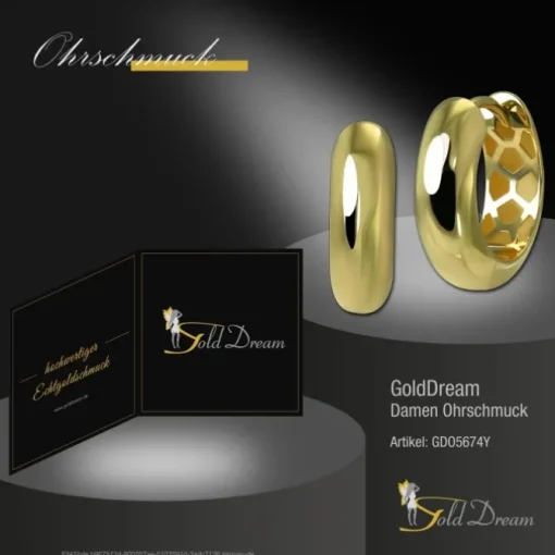 GoldDream Creole Glanz 15mm Ohrring 333er Gelbgold Echtschmuck GDO5674Y