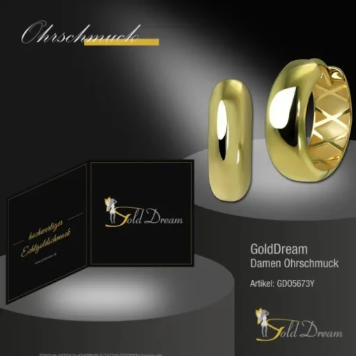 GoldDream Creole Glanz 16mm Ohrring 333er Gelbgold Echtschmuck GDO5673Y