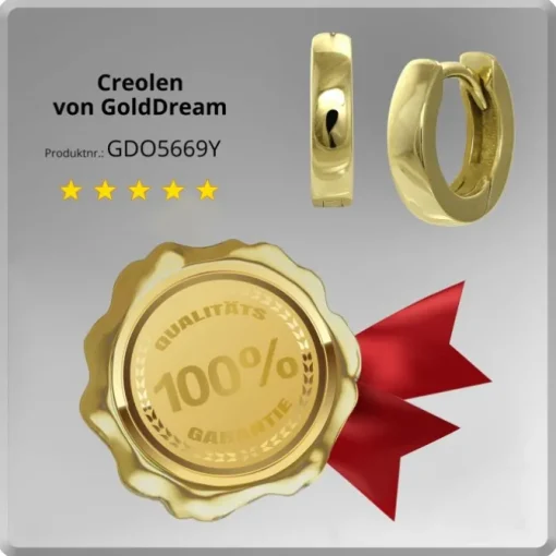 GoldDream Creole Glanz 12mm Ohrring 333er Gelbgold Echtschmuck GDO5669Y