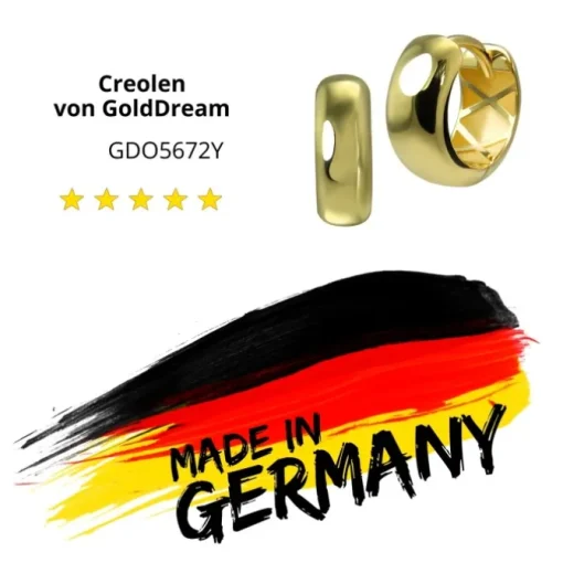 GoldDream Creole Glanz 12mm Ohrring 333er Gelbgold Echtschmuck GDO5672Y