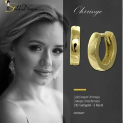GoldDream Creole Glanz 12mm Ohrring 333er Gelbgold Echtschmuck GDO5669Y