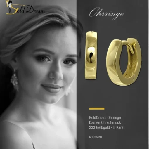 GoldDream Creole Glanz 12mm Ohrring 333er Gelbgold Echtschmuck GDO5669Y
