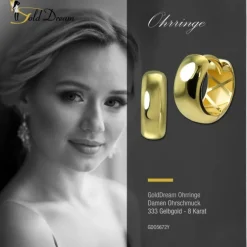 GoldDream Creole Glanz 12mm Ohrring 333er Gelbgold Echtschmuck GDO5672Y