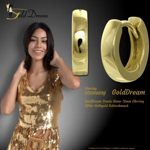 GoldDream Creole Glanz 12mm Ohrring 333er Gelbgold Echtschmuck GDO5669Y