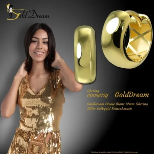 GoldDream Creole Glanz 12mm Ohrring 333er Gelbgold Echtschmuck GDO5672Y