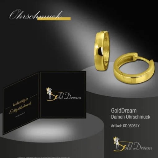 GoldDream Creole Glanz Ohrring 333er Gelbgold Echtschmuck GDO5051Y