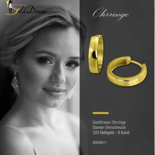 GoldDream Creole Glanz Ohrring 333er Gelbgold Echtschmuck GDO5051Y