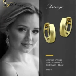 GoldDream Creole Glanz Ohrring 333er Gelbgold Echtschmuck GDO5301Y