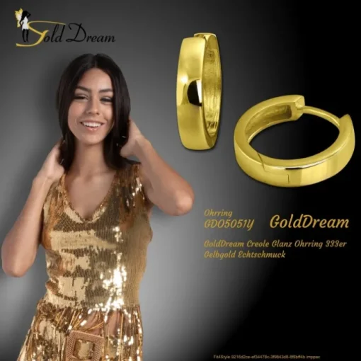 GoldDream Creole Glanz Ohrring 333er Gelbgold Echtschmuck GDO5051Y