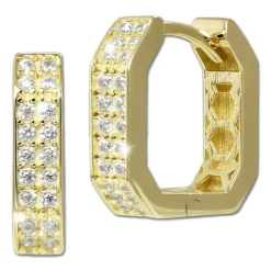 GoldDream Creole Karree small Zirkonia Ohrring 333er Gold Echtschmuck GDO5711Y