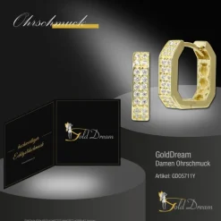 GoldDream Creole Karree small Zirkonia Ohrring 333er Gold Echtschmuck GDO5711Y
