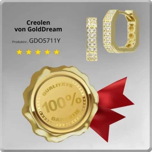 GoldDream Creole Karree small Zirkonia Ohrring 333er Gold Echtschmuck GDO5711Y
