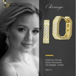 GoldDream Creole Karree small Zirkonia Ohrring 333er Gold Echtschmuck GDO5711Y