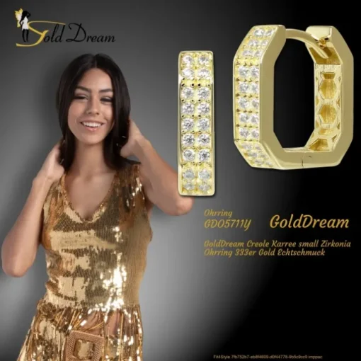 GoldDream Creole Karree small Zirkonia Ohrring 333er Gold Echtschmuck GDO5711Y