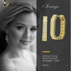 GoldDream Creole Karree Zirkonia Ohrring 333er Gelbgold Echtschmuck GDO5700Y