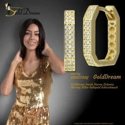 GoldDream Creole Karree Zirkonia Ohrring 333er Gelbgold Echtschmuck GDO5700Y