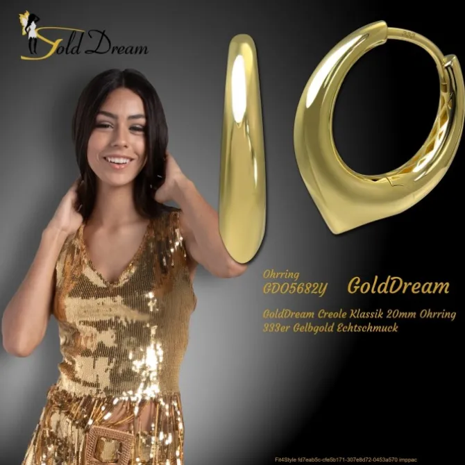 GoldDream Creole Klassik 20mm Ohrring 333er Gelbgold Echtschmuck GDO5682Y