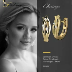 GoldDream Creole Leaf mit Zirkonia Ohrring 333er Gelbgold GDO5633Y