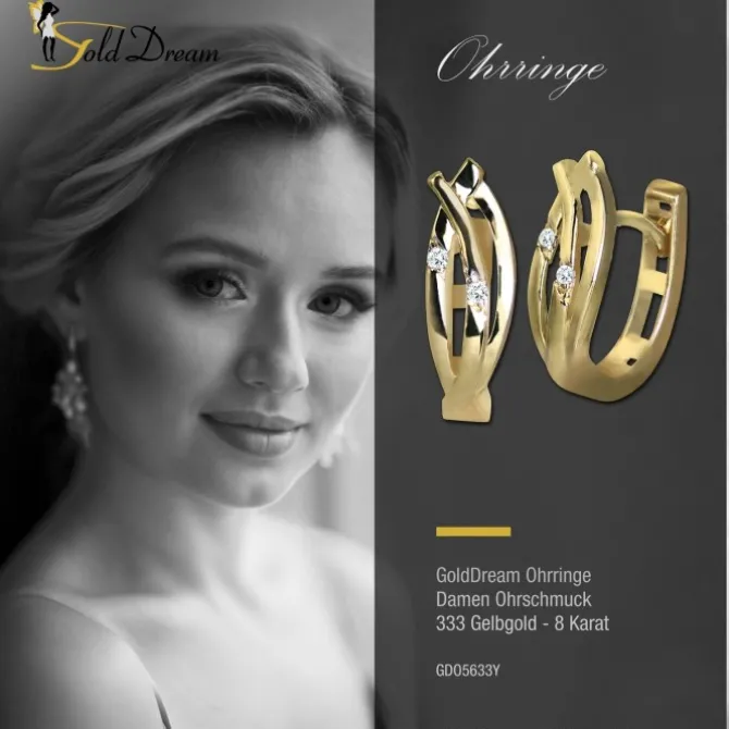GoldDream Creole Leaf mit Zirkonia Ohrring 333er Gelbgold GDO5633Y