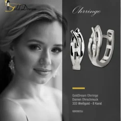 GoldDream Creole Leaf mit Zirkonia Ohrring 333er Weißgold GDO5633J