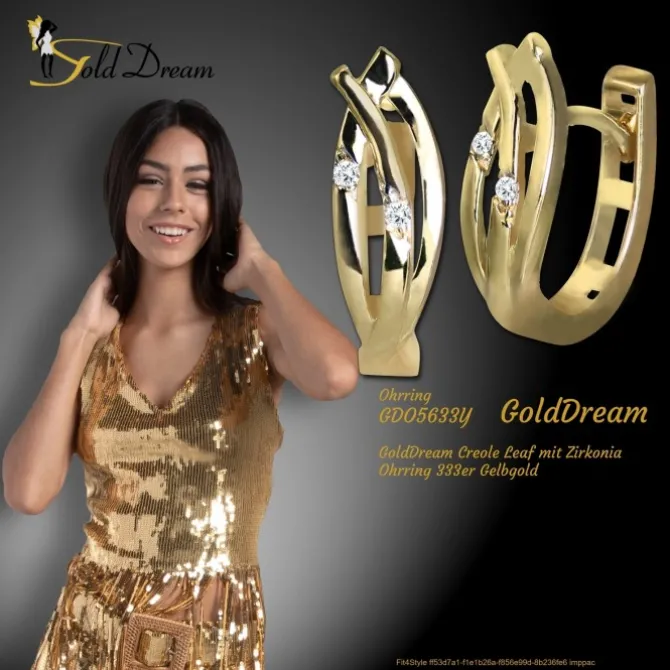 GoldDream Creole Leaf mit Zirkonia Ohrring 333er Gelbgold GDO5633Y
