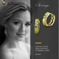 GoldDream Creole Linie Zirkonia weiß Ohrring 333 Gelbgold Echtschmuck GDO542WY