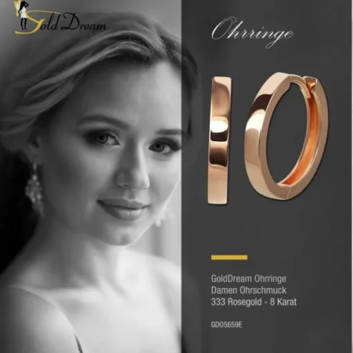 GoldDream Creole massiv Glanz 19mm Ohrring 333er Roségold Echtschmuck GDO5659E