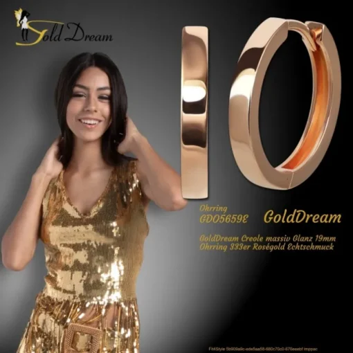 GoldDream Creole massiv Glanz 19mm Ohrring 333er Roségold Echtschmuck GDO5659E