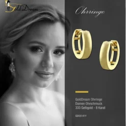GoldDream Creole matt 13mm Ohrring 333er Gelbgold Echtschmuck GDO5141Y