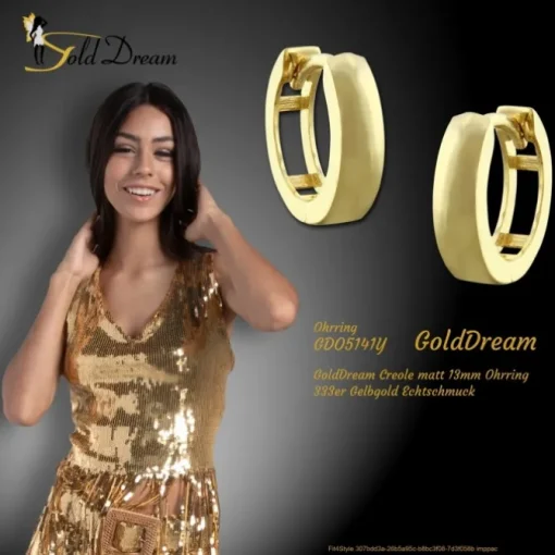 GoldDream Creole matt 13mm Ohrring 333er Gelbgold Echtschmuck GDO5141Y