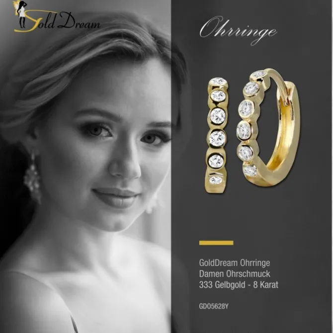 GoldDream Creole mit weißen Zirkonia Ohrring 333er Gelbgold GDO5628Y