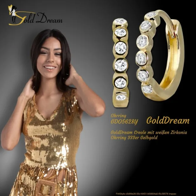 GoldDream Creole mit weißen Zirkonia Ohrring 333er Gelbgold GDO5628Y