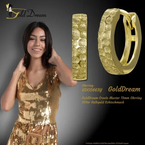 GoldDream Creole Muster 13mm Ohrring 333er Gelbgold Echtschmuck GDO5663Y