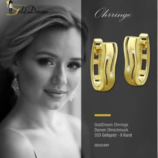 GoldDream Creole oval Line Zirkonia weiß Ohrring 333 Gold Echtschmuck GDO524WY
