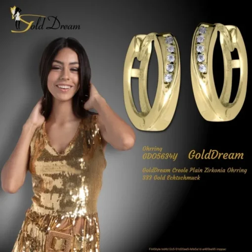 GoldDream Creole Plain Zirkonia Ohrring 333 Gold Echtschmuck GDO5634Y