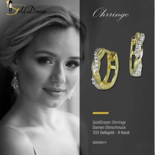 GoldDream Creole Ranke Zirkonia Ohrring 333 Gelbgold Echtschmuck GDO5041Y