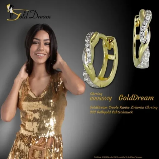 GoldDream Creole Ranke Zirkonia Ohrring 333 Gelbgold Echtschmuck GDO5041Y